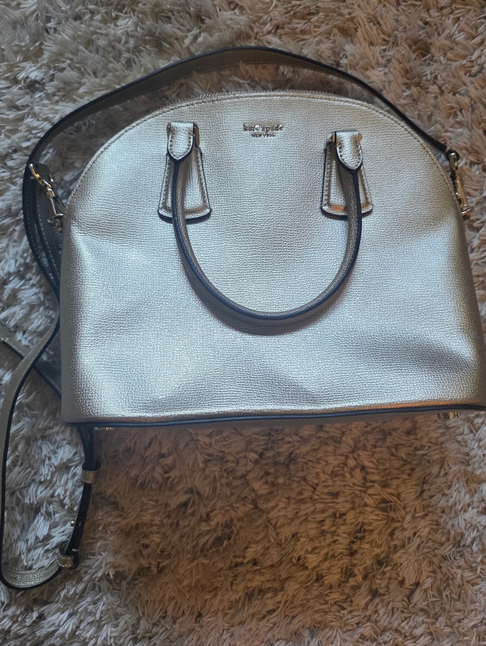 Kate Spade Large Dome Sylvia Satchel Crossbody Bag Gold